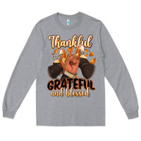 Heather Grey Thankful grateful and Blessed black man sneakers Long Sleeve Tee - RanaPortraitStore