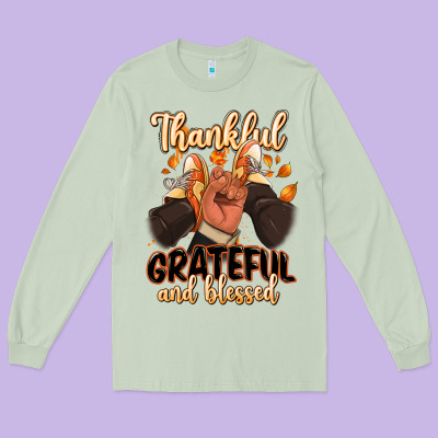 Long Sleeve Tee Thankful grateful and Blessed black man sneakers