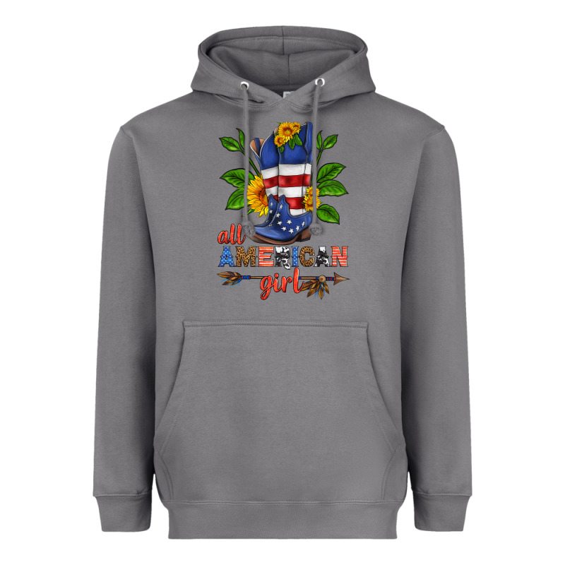All American Girl Cowboy Boot With Sunflower Heavyweight Hoodie by HRA Design Shop | Teevron