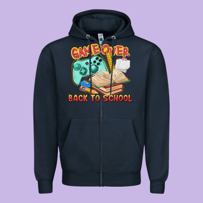 Game Over Back To School Zipper Hoodie Designed By Texasbilliewilder