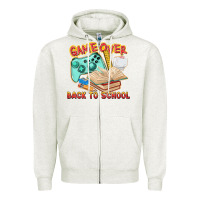 Oatmeal Heather game over back to school Zipper Hoodie - texasbilliewilder