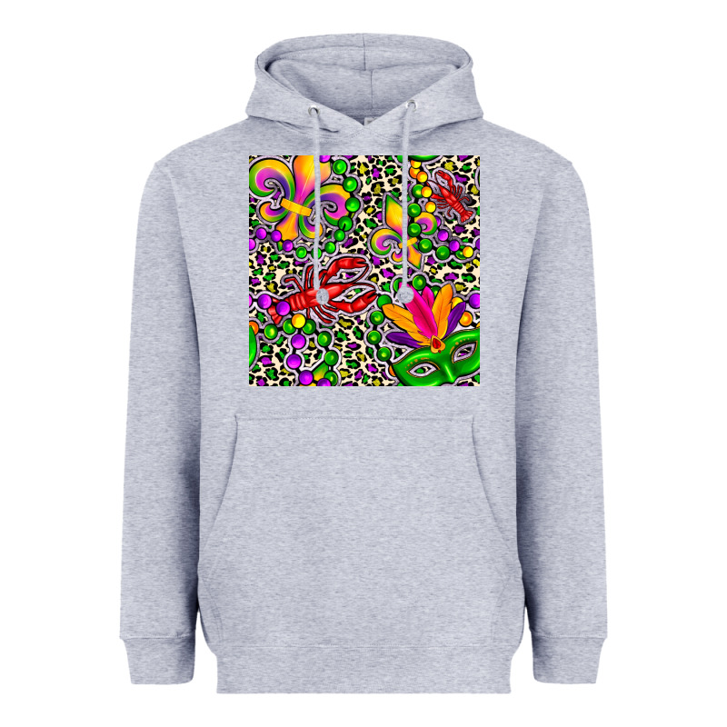 Mardi Gras Crawfish Leopard  Seamless Pattern Heavyweight Hoodie by FaDigitalArtStudio | Teevron