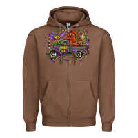 Chestnut mardi gras truck with mask fleur de lis and crawfish Zipper Hoodie - RanaPortraitStore