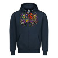 Mardi Gras Truck With Mask Fleur De Lis And Crawfish Zipper Hoodie | Teevron
