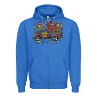 True Royal mardi gras truck with mask fleur de lis and crawfish Zipper Hoodie - RanaPortraitStore