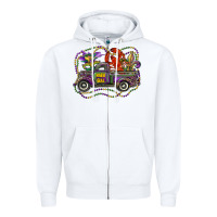White mardi gras truck with mask fleur de lis and crawfish Zipper Hoodie - RanaPortraitStore