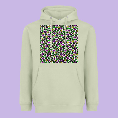 Mardi Gras Leopard  Seamless Pattern Heavyweight Hoodie Designed By Fadigitalartstudio