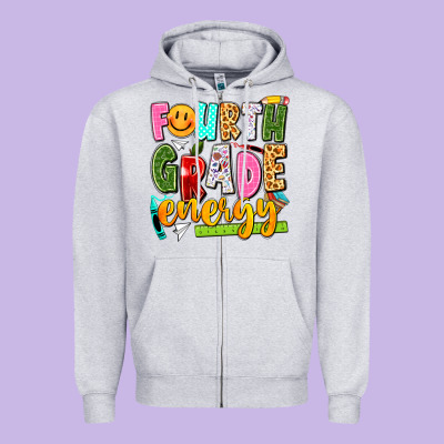 Fourth Grade Energy Zipper Hoodie Designed By Texasbilliewilder