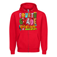 Red fourth grade energy Zipper Hoodie - texasbilliewilder