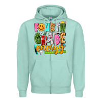 Seafoam fourth grade energy Zipper Hoodie - texasbilliewilder