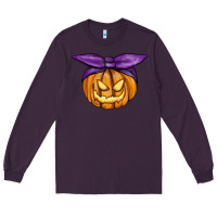 Plum Jack O' Lantern Halloween Pumpkin Long Sleeve Tee - RanaPortraitStore