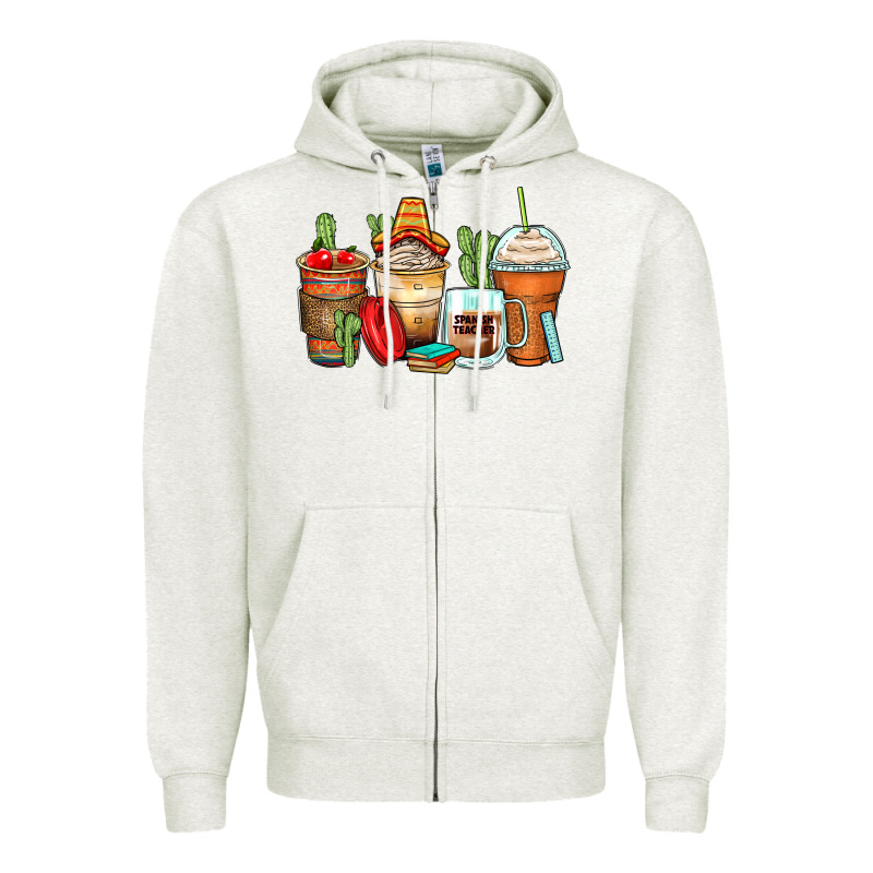 Spanish Teacher Coffee Cups Zipper Hoodie by Zillion Design Studio | Teevron