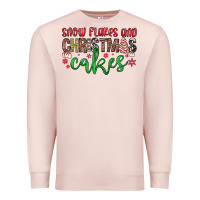 Pale Pink Snowflakes and Christmas cakes Premium Sweatshirt - JahusDesignShop