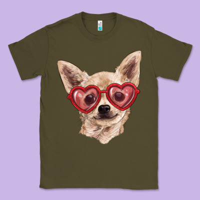 Chihuahua Dog With Love Glasses Classic Tee Designed By Ranaportraitstore