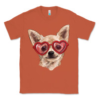 Copper Chihuahua dog with love glasses Classic Tee - RanaPortraitStore