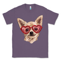 Lavender Chihuahua dog with love glasses Classic Tee - RanaPortraitStore