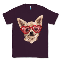 Plum Chihuahua dog with love glasses Classic Tee - RanaPortraitStore