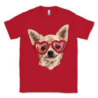 Red Chihuahua dog with love glasses Classic Tee - RanaPortraitStore