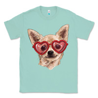 Seafoam Chihuahua dog with love glasses Classic Tee - RanaPortraitStore