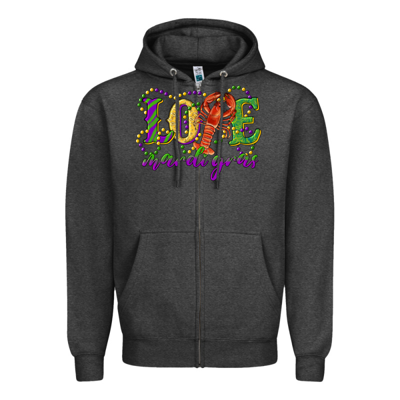 Love With Crawfish Mardi Gras Zipper Hoodie by RanaPortraitStore | Teevron