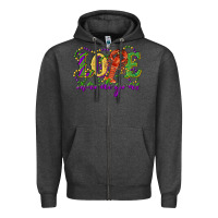 Charcoal Heather love with crawfish mardi gras Zipper Hoodie - RanaPortraitStore