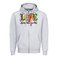 Heather Grey love with crawfish mardi gras Zipper Hoodie - RanaPortraitStore