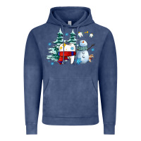 Vintage Denim dental christmas teeth and winter with snowman Vintage Hoodie - AdoDesignShop
