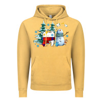 Vintage Mustard dental christmas teeth and winter with snowman Vintage Hoodie - AdoDesignShop