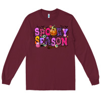 Burgundy Spooky season Halloween Long Sleeve Tee - RanaPortraitStore