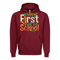 Burgundy happy first day of school Zipper Hoodie - texasbilliewilder