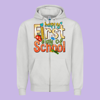 Happy First Day Of School Zipper Hoodie Designed By Texasbilliewilder