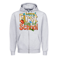 Heather Grey happy first day of school Zipper Hoodie - texasbilliewilder
