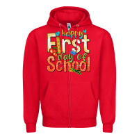 Red happy first day of school Zipper Hoodie - texasbilliewilder
