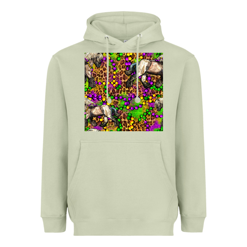 Mardi Gras Leopard Horse Seamless Pattern Heavyweight Hoodie by FaDigitalArtStudio | Teevron
