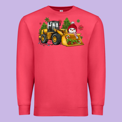 Christmas Bulldozer Snowman Premium Sweatshirt Designed By Jahusdesignshop