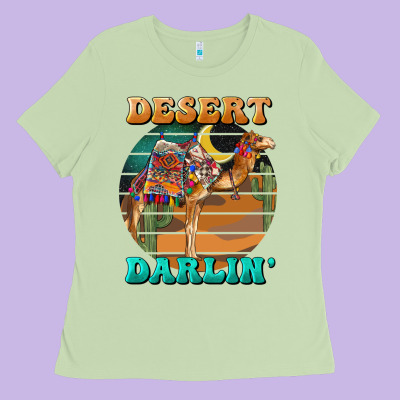 Desert Darling Camel Ladies Tee Designed By Barkaloodesign