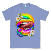 Colony Blue rainbow lips with daisies Classic Tee - texasbilliewilder