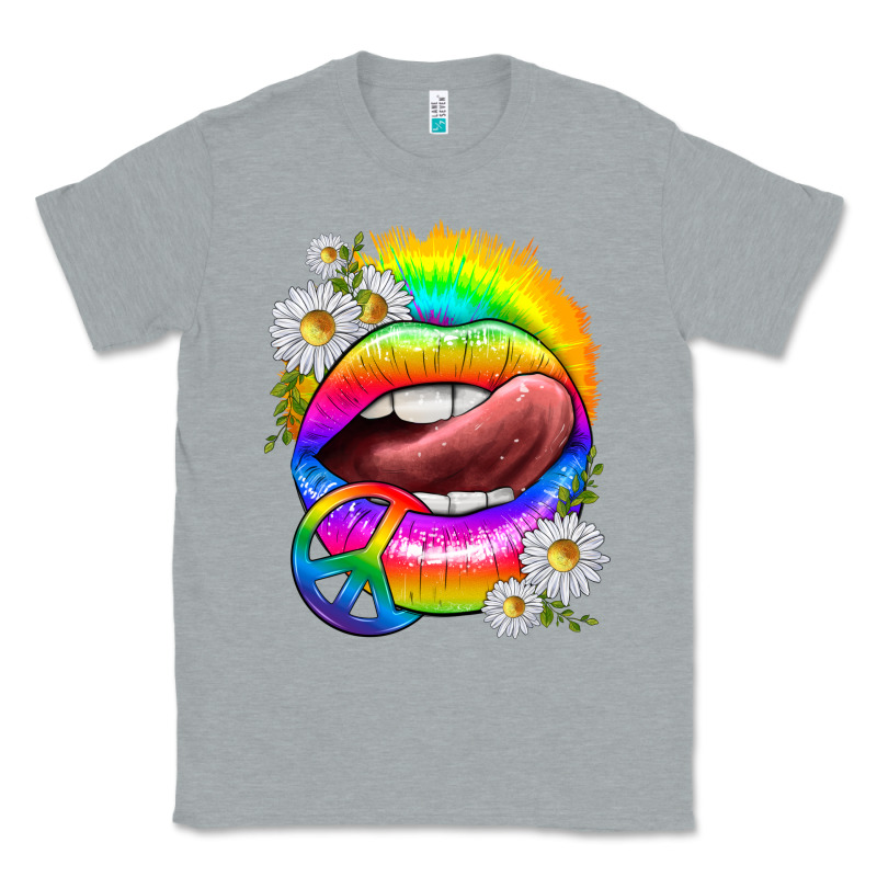 Rainbow Lips With Daisies Classic Tee by texasbilliewilder | Teevron
