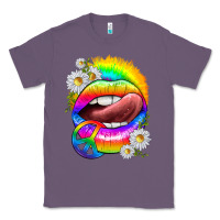 Lavender rainbow lips with daisies Classic Tee - texasbilliewilder