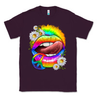 Plum rainbow lips with daisies Classic Tee - texasbilliewilder