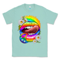 Seafoam rainbow lips with daisies Classic Tee - texasbilliewilder