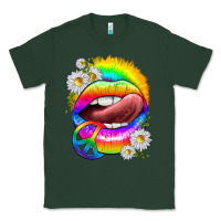 Sports Green rainbow lips with daisies Classic Tee - texasbilliewilder
