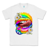 White rainbow lips with daisies Classic Tee - texasbilliewilder