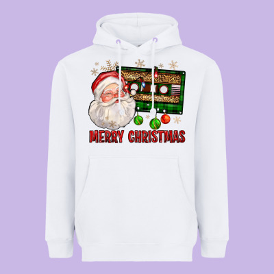 Merry Christmas Santa Cassette Heavyweight Hoodie Designed By Fadigitalartstudio