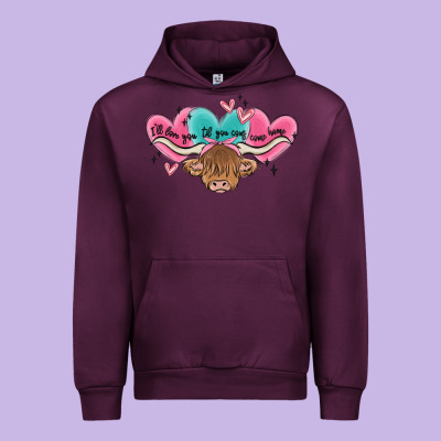 Western Cow And Heart Urban Hoodie Designed By Maliassmallbusiness