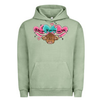 Pigment Oil Green western cow and heart Urban Hoodie - MaliasSmallBusiness