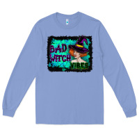 Colony Blue Halloween Bad Witch Vibes Watercolor Long Sleeve Tee - RanaPortraitStore