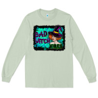 Matcha Halloween Bad Witch Vibes Watercolor Long Sleeve Tee - RanaPortraitStore