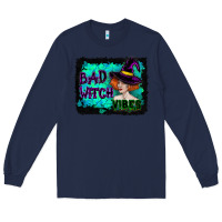 Navy Halloween Bad Witch Vibes Watercolor Long Sleeve Tee - RanaPortraitStore