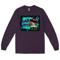 Plum Halloween Bad Witch Vibes Watercolor Long Sleeve Tee - RanaPortraitStore